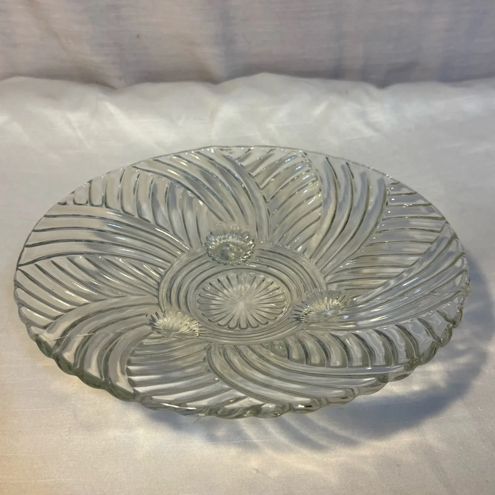 Clear Pressed Glass Divided Dish with Lid